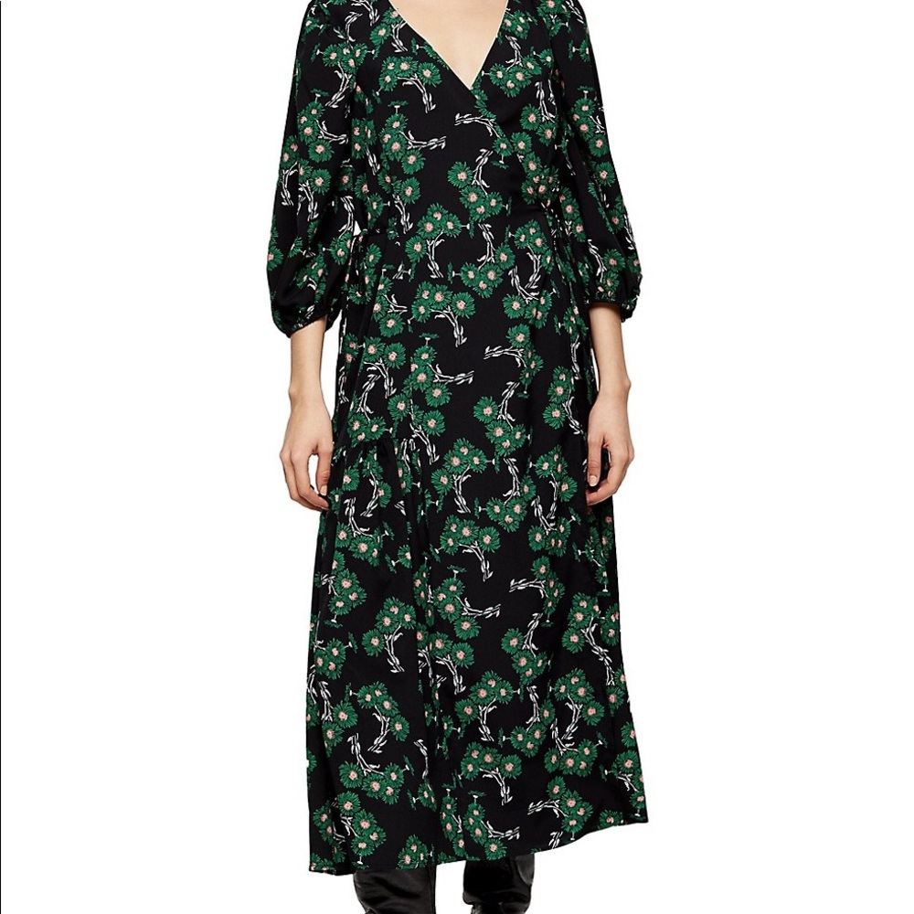 Topshop Floral Wrap Midi Dress